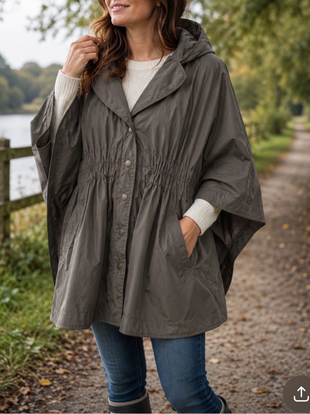 For Cynthia Size XL Poncho Style Hooded Jacket Lined New With Tags